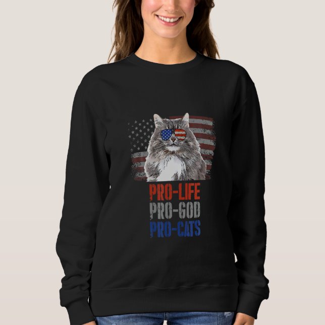 Siberian Cat Pro Life Pro God Pro Cats American Fl T Shirt (Framsida)