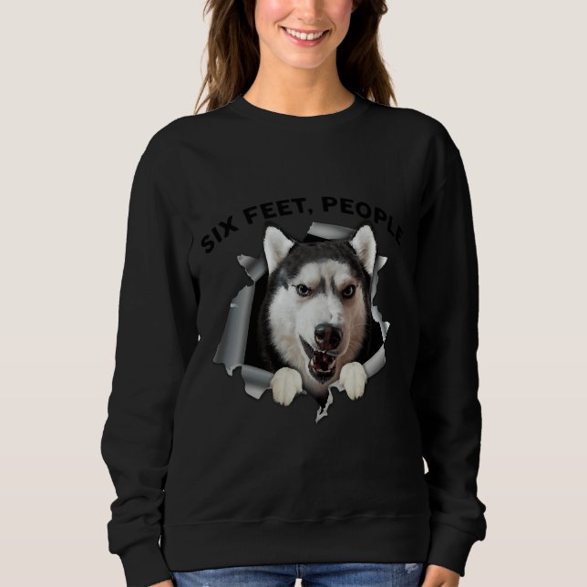 Siberian husky 6-fots-folkmask för Ansikte T Shirt (Framsida)