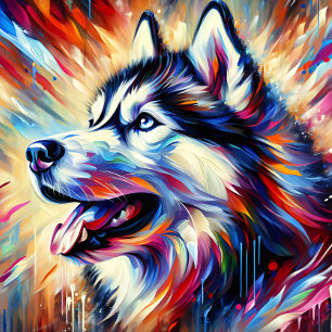 Siberian husky Akrylutskrift   Färgstark   Vibrant Pussel