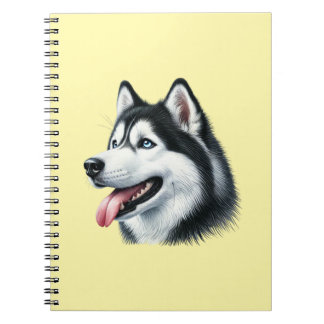 Siberian Husky Akvarellporträtt Anteckningsbok