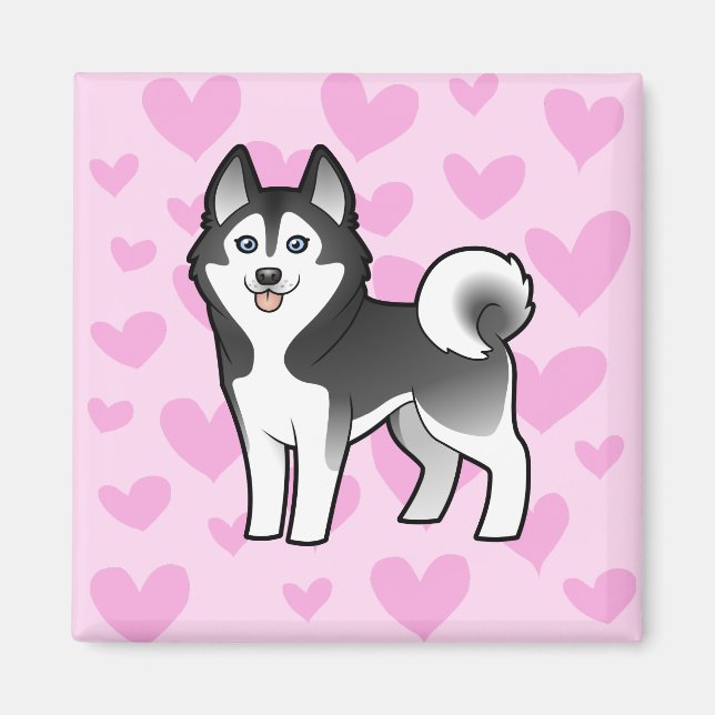 Siberian husky / Alaska Malamute Kärlek Magnet (Framsidan)
