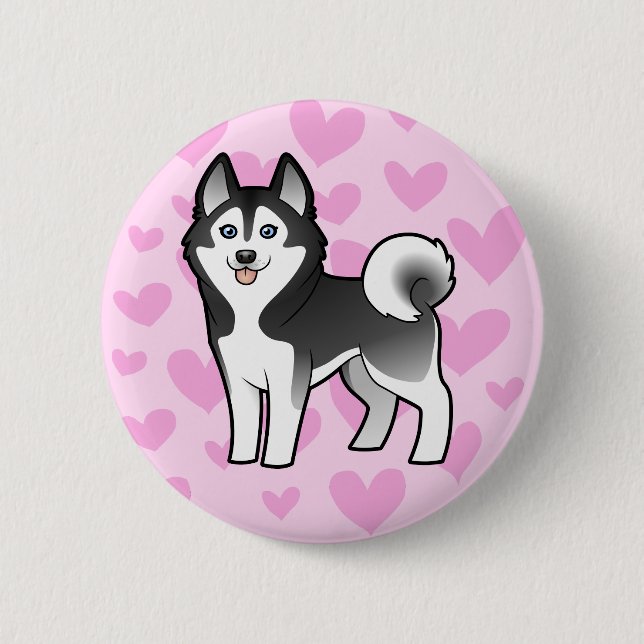 Siberian husky/alaskabo Malamutekärlek Knapp (Framsida)