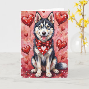 Siberian Husky Alla Hjärtans Dag Hund Sitter med H Kort