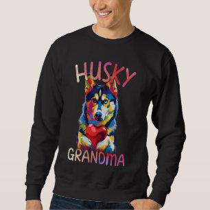 Siberian husky Älskare Heart Pop Art Womens Husky Lång Ärmad Tröja