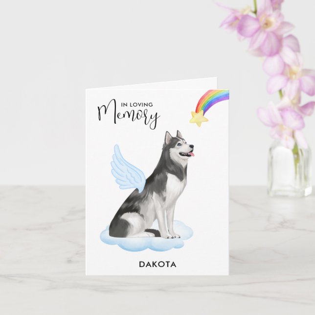 Siberian husky Angel Hund Pet Loss Sympathy Card Kort (Orkide)