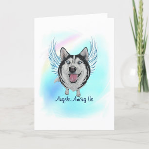 Siberian husky Angel Hund Pet Loss Sympathy Card Tack Kort