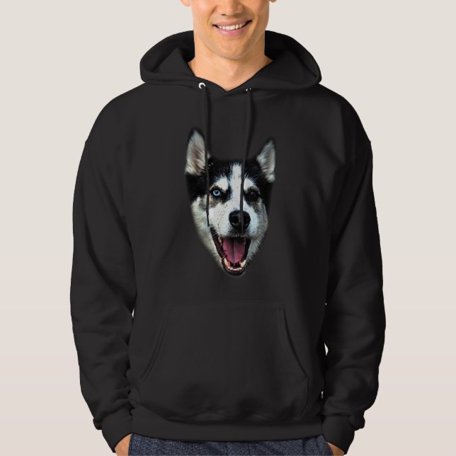 Siberian husky Ansikte Hoodie (Framsida)