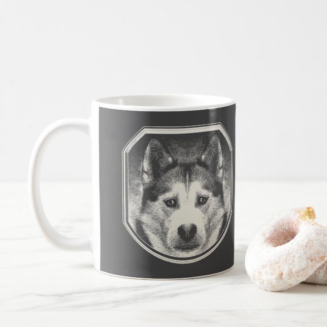 SIBERIAN HUSKY ANSIKTE KAFFEMUGG (Med munk)