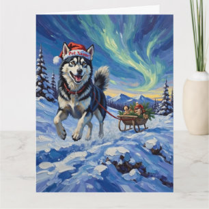 Siberian Husky Arktiskt släplopp Julhatt Kort