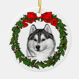 Siberian husky Art by Glenda S. Harlan Julgransprydnad Keramik