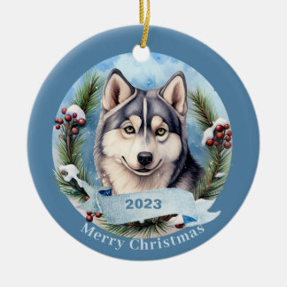 Siberian husky Art Hund Pet Julgransprydnad Keramik