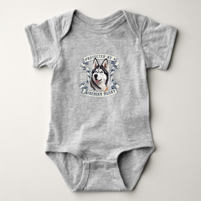 Siberian husky Baby Bodykostdräkt T Shirt (Framsida)