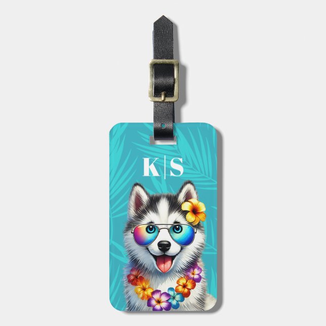 Siberian Husky Bagageetikett Bagagebricka (Vertikal Framsida)