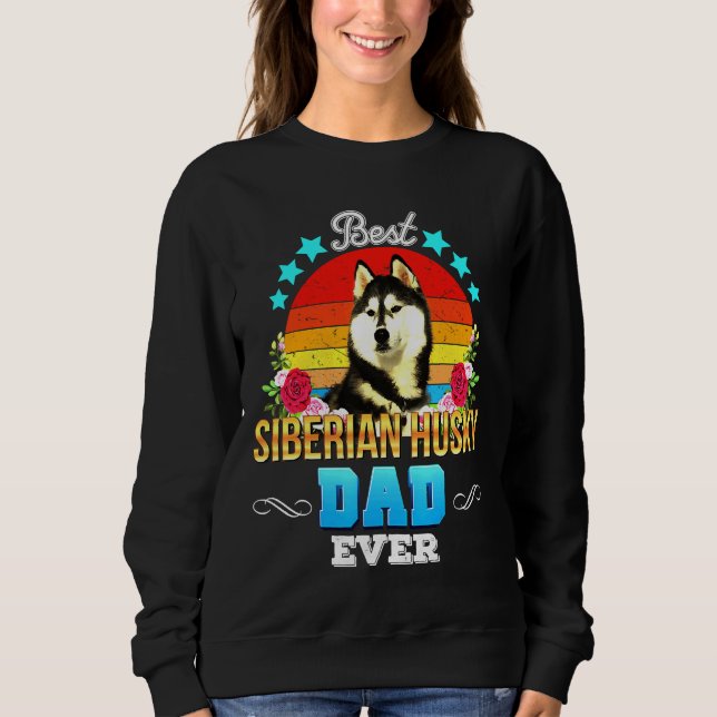 Siberian husky Blommigt T Shirt (Framsida)