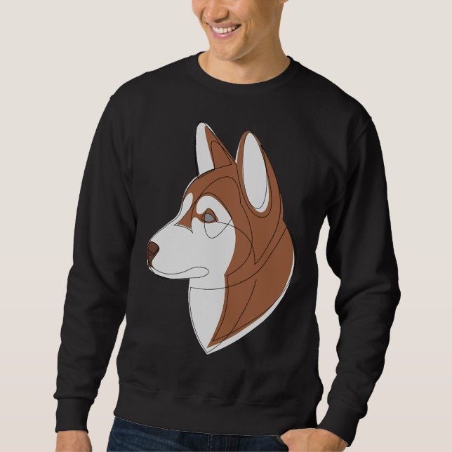 Siberian husky Brown Lång Ärmad Tröja (Framsida)