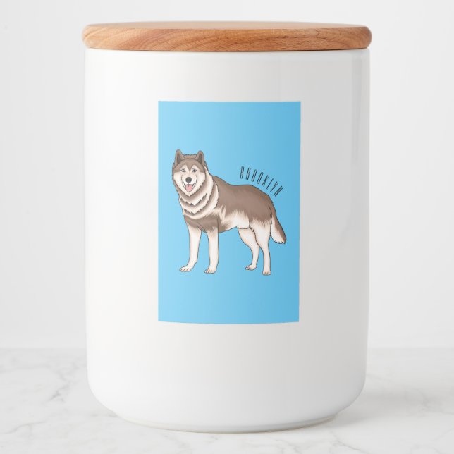 Siberian husky cartoon illustration mat etikett (Framsida)