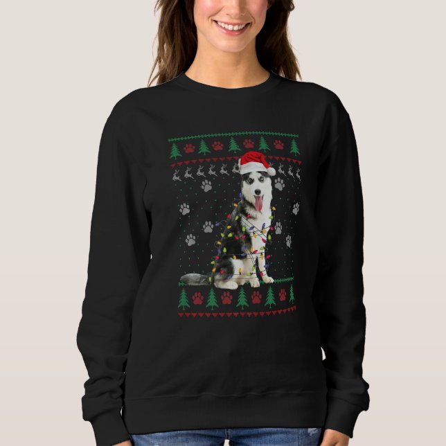 Siberian Husky Christmas Ugly Sweater  Dog  Xmas T Shirt (Framsida)