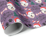 Siberian Husky Christmas Wrapping Paper Presentpapper<br><div class="desc">Sibirien Husky-jultidningen. Pappra Färg är Lila. Finns i många färg,  storlekar och två avslutar. www.hotpocketgraphics.com</div>
