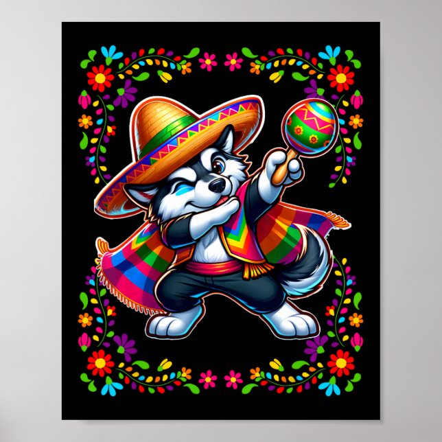 Siberian husky Cinco De Mayo Djurälskare Rolig hun Poster (Framsidan)