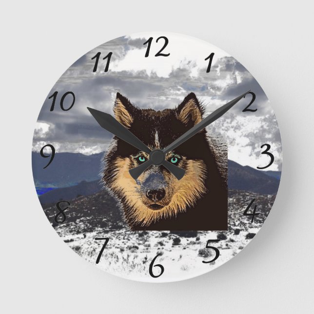 siberian husky Clock Rund Klocka (Framsida)
