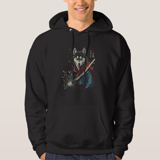 Siberian Husky Dad Cute Japanese Anime Stuff Samur Hoodie (Framsida)