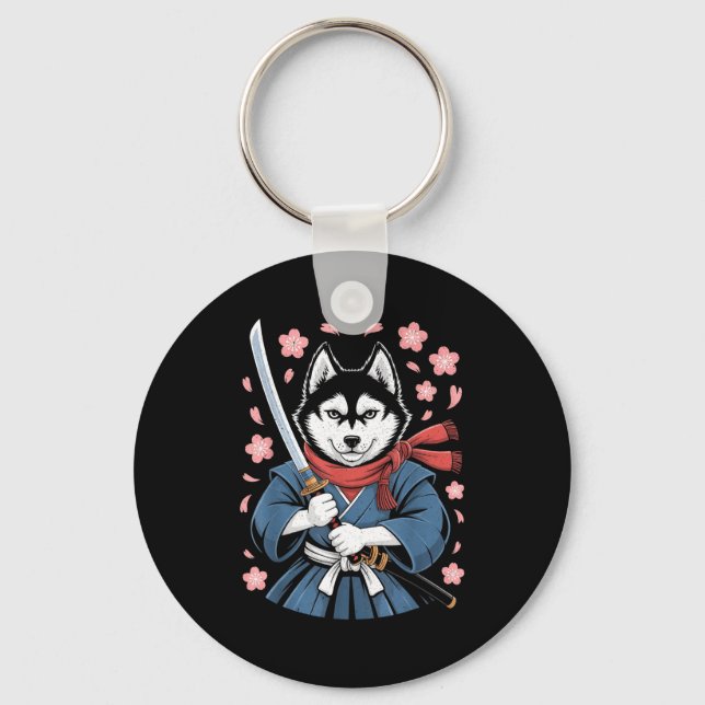 Siberian Husky Dad Cute Japanese Anime Stuff Samur Nyckelring (Framsida)