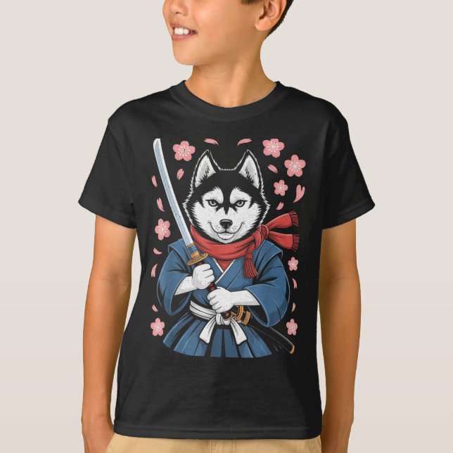 Siberian Husky Dad Cute Japanese Anime Stuff Samur T Shirt (Framsida)
