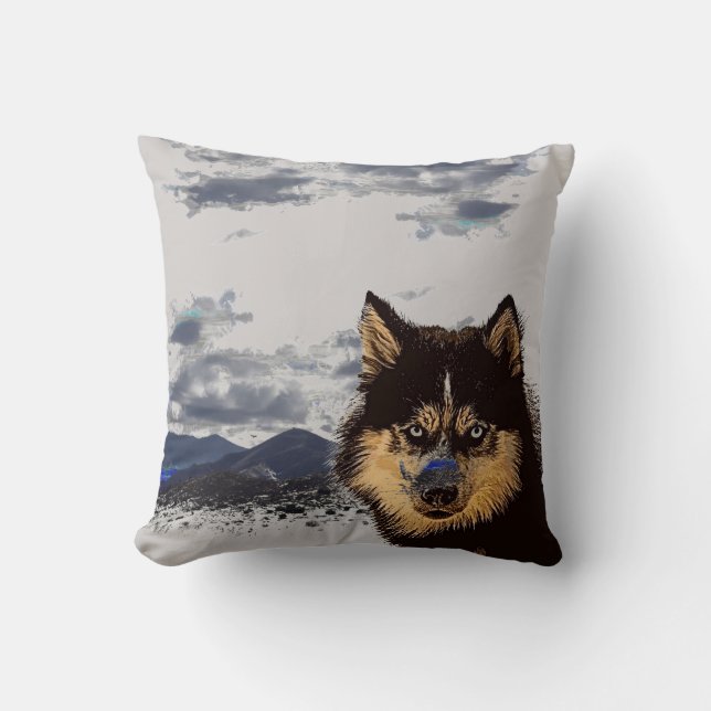 Siberian husky Dekorativ kudde (Framsida)