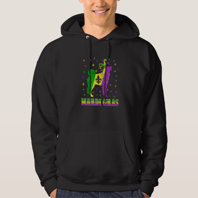 Siberian Husky Dog Mardi Gras Carnival Jester Bead Hoodie (Framsida)