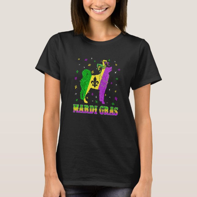Siberian Husky Dog Mardi Gras Carnival Jester Bead T Shirt (Framsida)