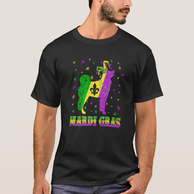 Siberian Husky Dog Mardi Gras Carnival Jester Bead T Shirt (Framsida)