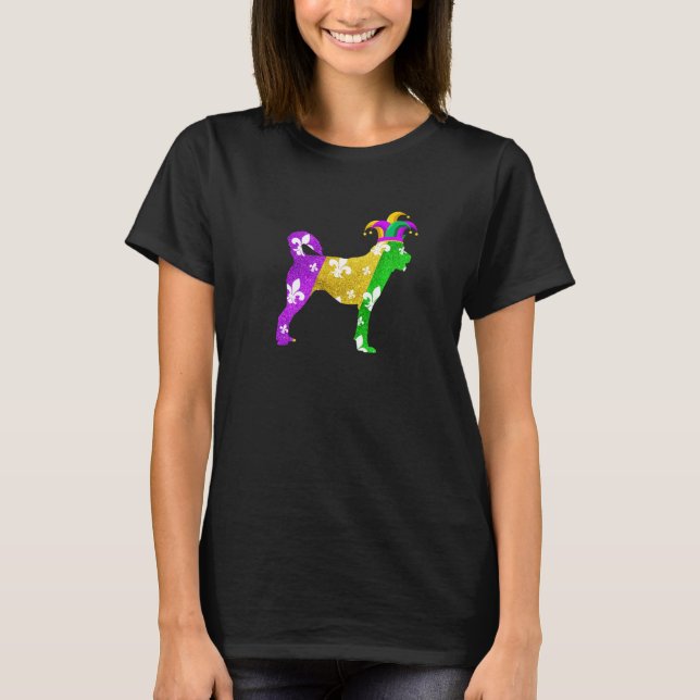 Siberian Husky Dog Mardi Gras Carnivals Funny Pupp T Shirt (Framsida)
