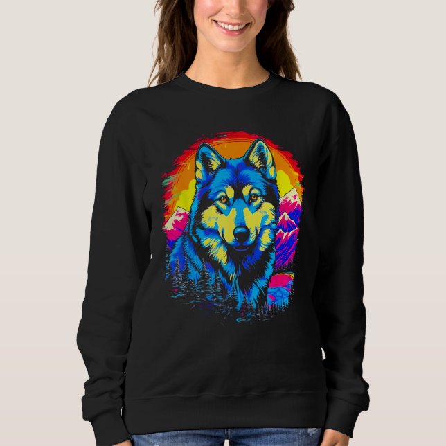 Siberian Husky Dog Mountains T Shirt (Framsida)