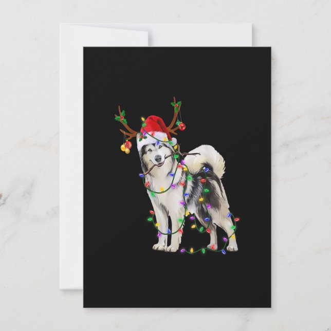 Siberian Husky Dog Tree Christmas Lights Xmas Paja Inbjudningar (Framsida)