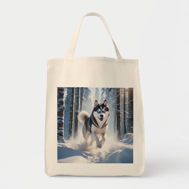 Siberian husky Elegant Livsmedel Tote Bag Tygkasse (Framsidan)