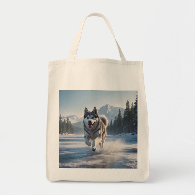 Siberian husky Elegant Livsmedel Tote Bag Tygkasse (Framsidan)