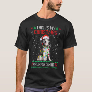 Siberian Husky Fula Julgransljus Familj X T Shirt