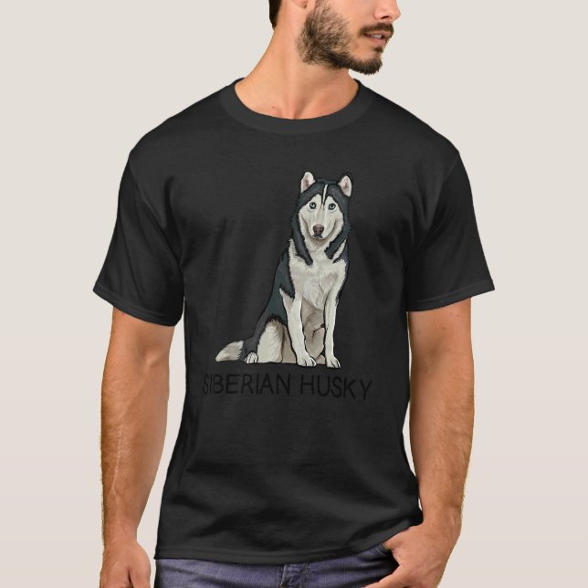Siberian Husky Galen Hund T Shirt (Framsida)