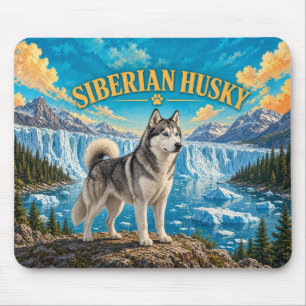 Siberian Husky, Glacier Bay Vintage Akvarell Musmatta
