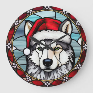 Siberian husky-glasjulen stor klocka