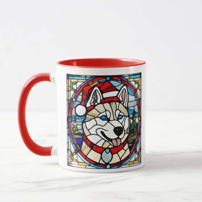 Siberian Husky-glasmålning kopp. Mugg (Vänster)