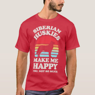 Siberian husky gör mig till Lycklig Sunset Retro f T Shirt