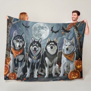 Siberian Husky Halloween Kuslig Fleecefilt