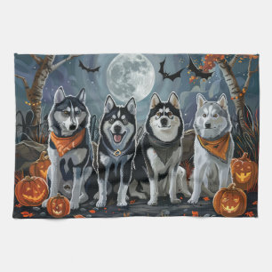 Siberian Husky Halloween Kuslig Kökshandduk