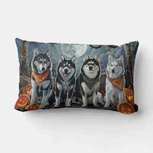 Siberian Husky Halloween Kuslig Lumbarkudde