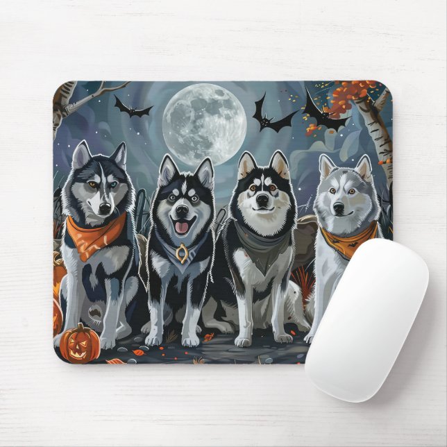 Siberian Husky Halloween Kuslig  Musmatta (Med mus)