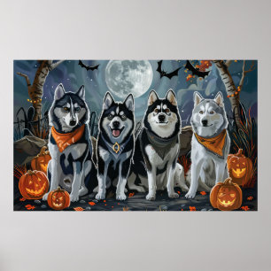 Siberian Husky Halloween Kuslig Poster