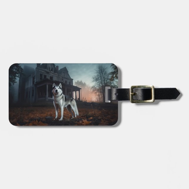 Siberian Husky Halloween Skräckinjagande Bagagebricka (Horisontell Framsida)