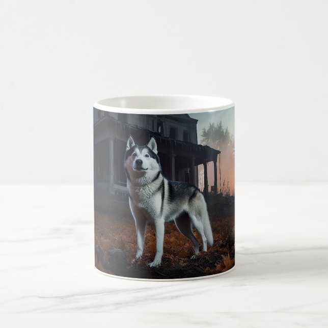 Siberian Husky Halloween Skräckinjagande Kaffemugg (Center)