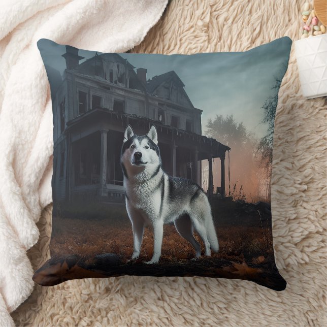 Siberian Husky Halloween Skräckinjagande Kudde (Filt)